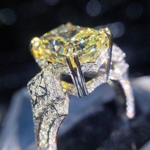 NWT YELLOW SQUARE STONE 925 Sterling Silver Ring - Picture 4 of 7